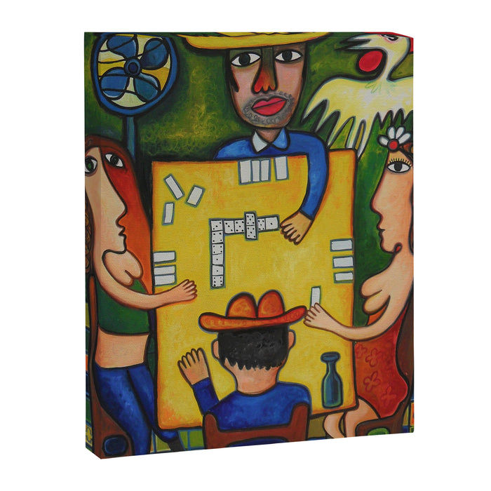 The Domino Players (Juego de Domino), Plaza Dolores, Santiago de Cuba, oil on canvas, by Jose Rodriguez Fuster Canvas Print Gallery Image 1