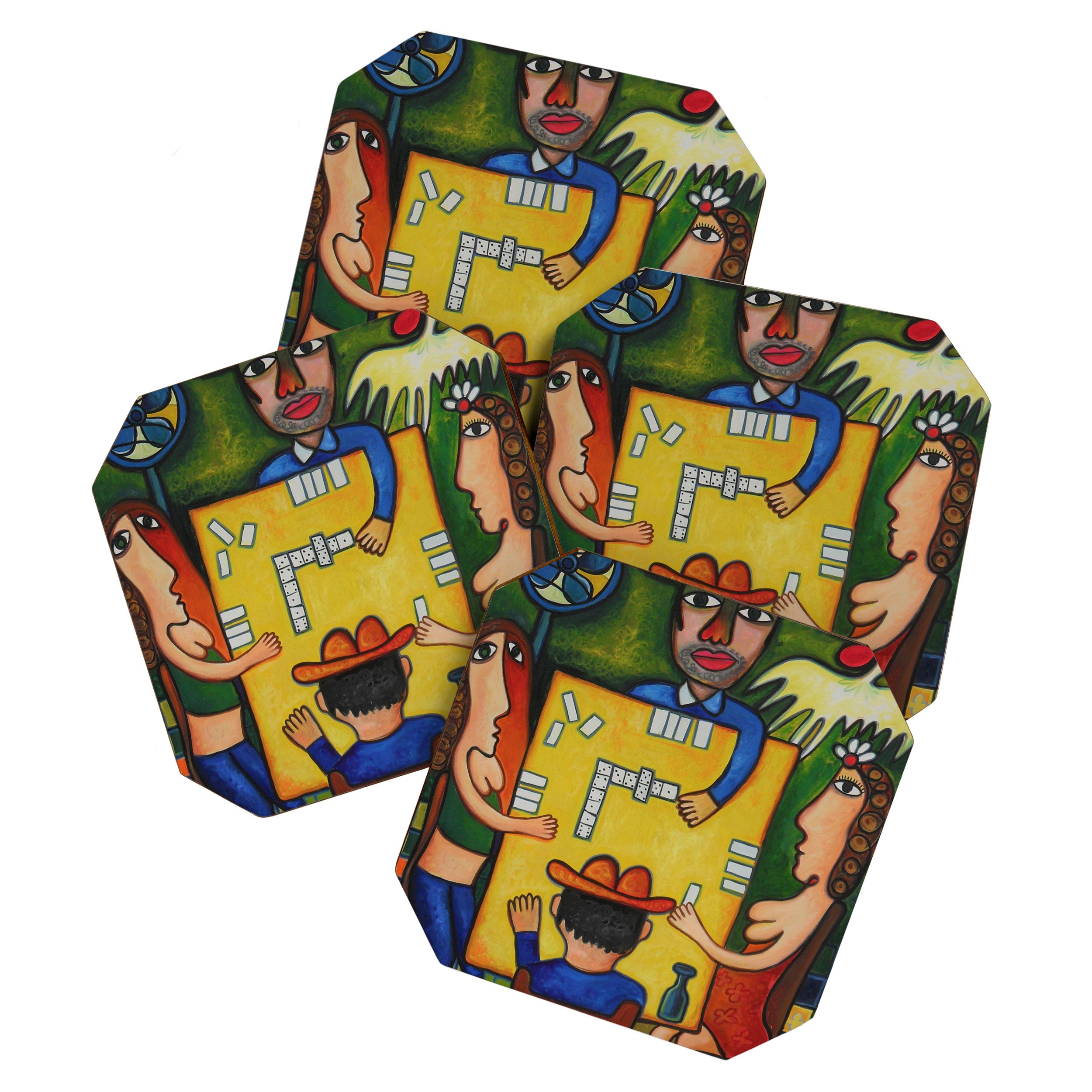 The Domino Players (Juego de Domino), Plaza Dolores, Santiago de Cuba, oil on canvas, by Jose Rodriguez Fuster Coaster Gallery Image 1