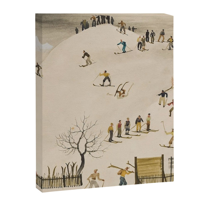 The Practice Slope winter skiing landscape painting by Franz Sedlacek  Canvas Print Gallery Image 1