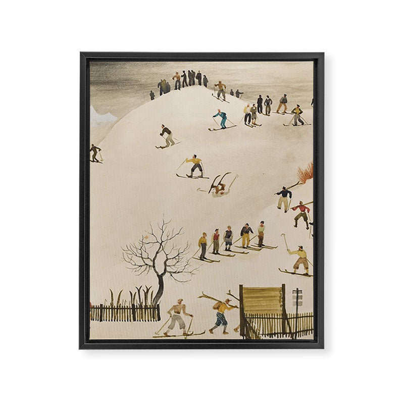 The Practice Slope winter skiing landscape painting by Franz Sedlacek  Framed Canvas Print Gallery Image 6