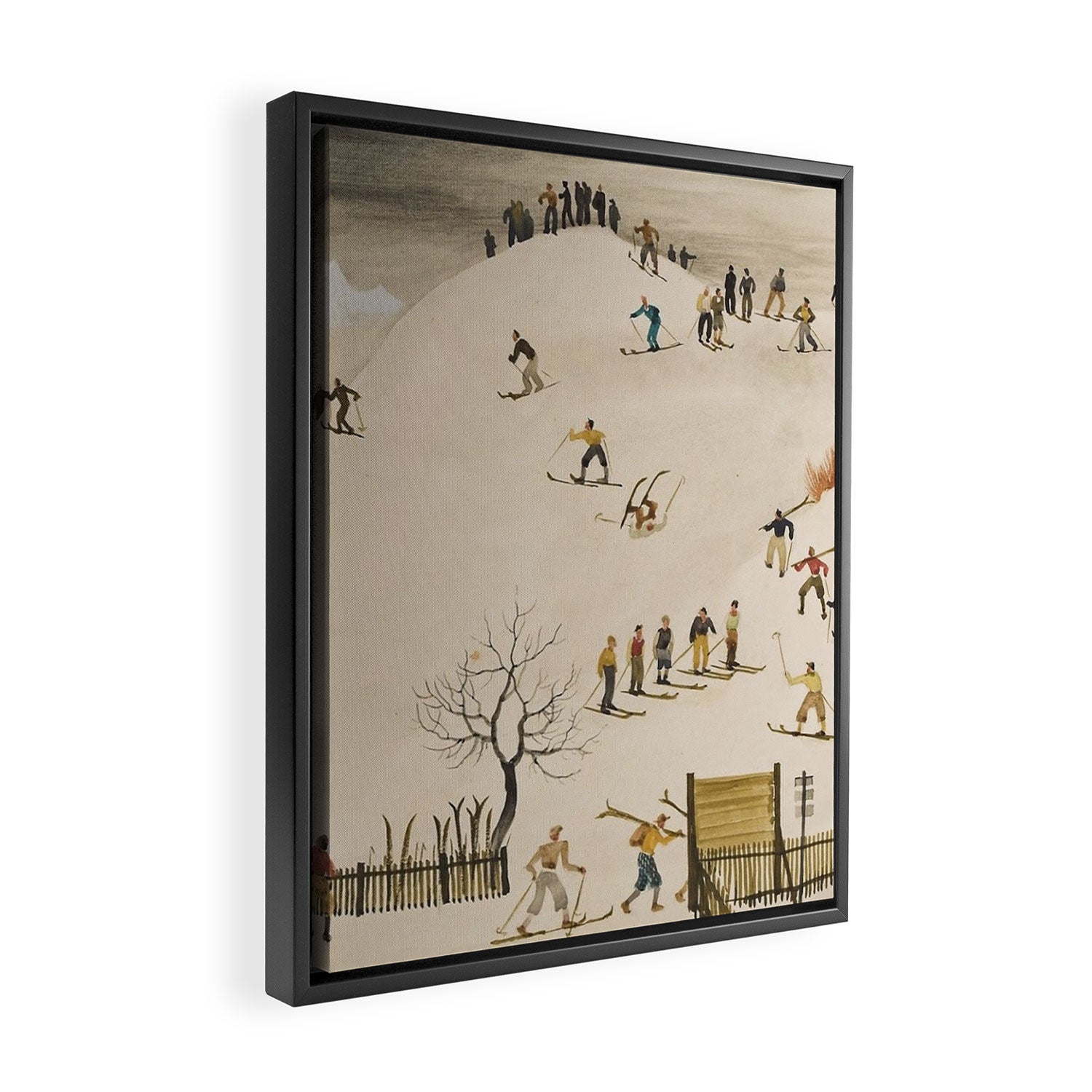The Practice Slope winter skiing landscape painting by Franz Sedlacek  Framed Canvas Print Gallery Image 2
