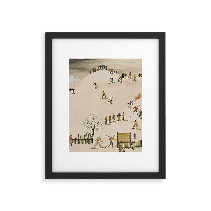 The Practice Slope winter skiing landscape painting by Franz Sedlacek  Framed Art Print Gallery Image 1