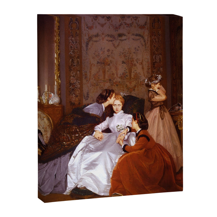 The Reluctant Bride | The Hesitant Fiancee still life female portrait painting by Auguste Toulmouche Canvas Print Gallery Image 1