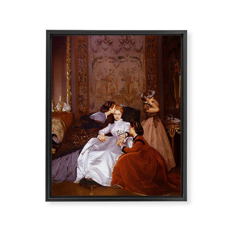 The Reluctant Bride | The Hesitant Fiancee still life female portrait painting by Auguste Toulmouche Framed Canvas Print Gallery Image 8