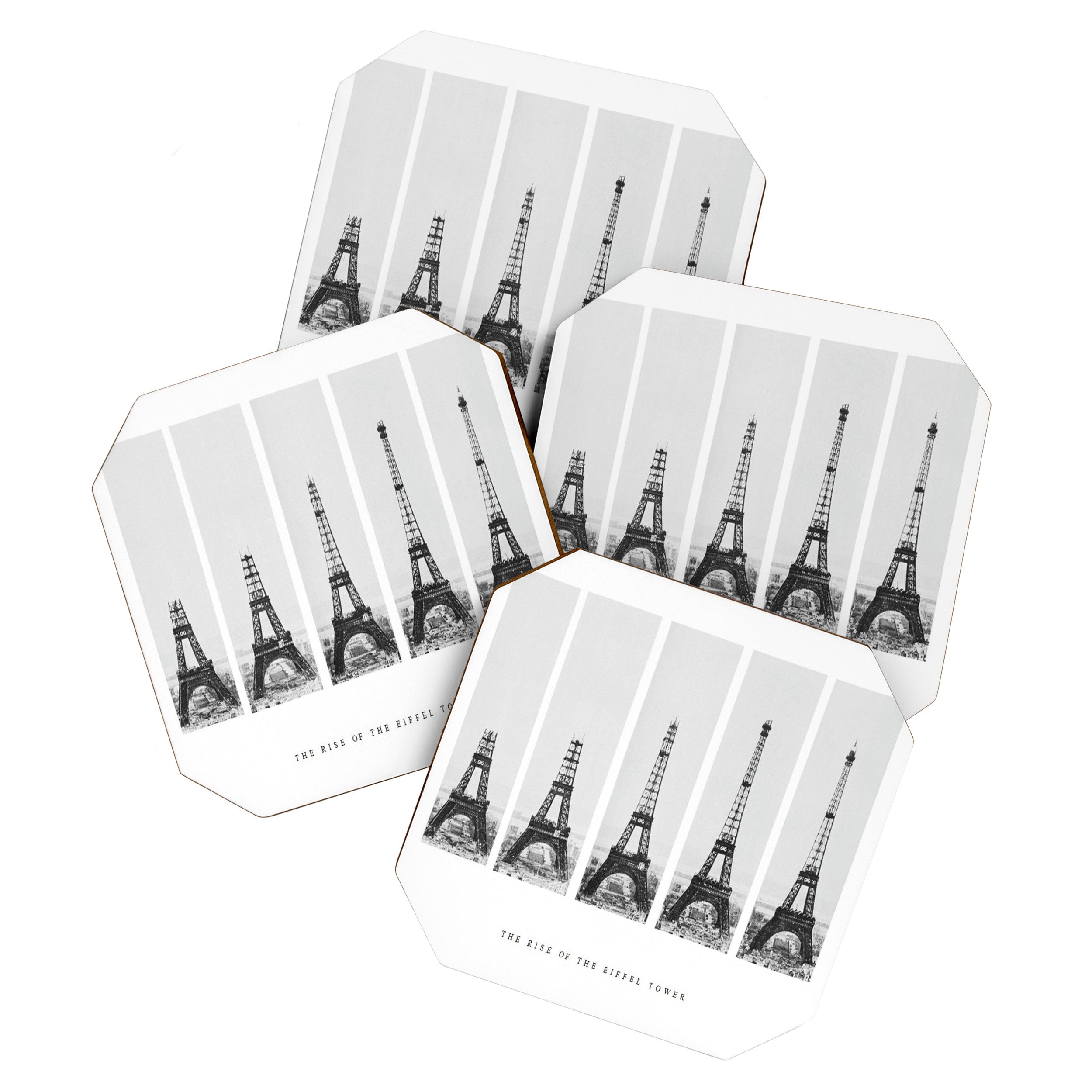 1888-1889 The Rise of the Eiffel Tower Construction Sequence black and white photography Coaster Gallery Image 1