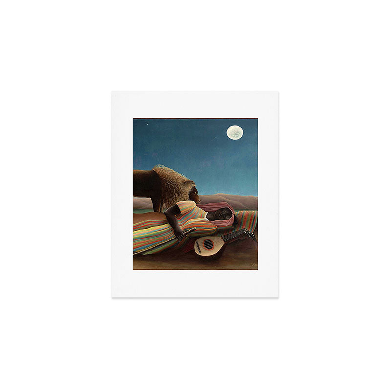 'The Sleeping Gypsy' Lion and Moon While Sleeping in the Desert by Henri Rousseau Art Print Gallery Image 1