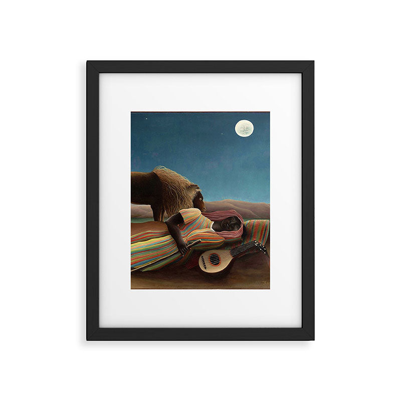 'The Sleeping Gypsy' Lion and Moon While Sleeping in the Desert by Henri Rousseau Framed Art Print Gallery Image 5