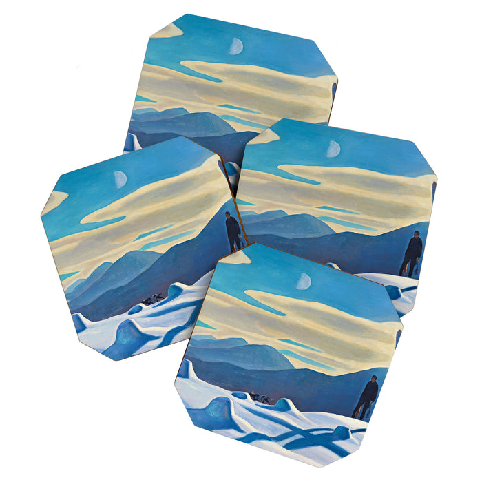 The Trapper, Winter Mountain landscape painting by Rockwell Kent Coaster Gallery Image 1