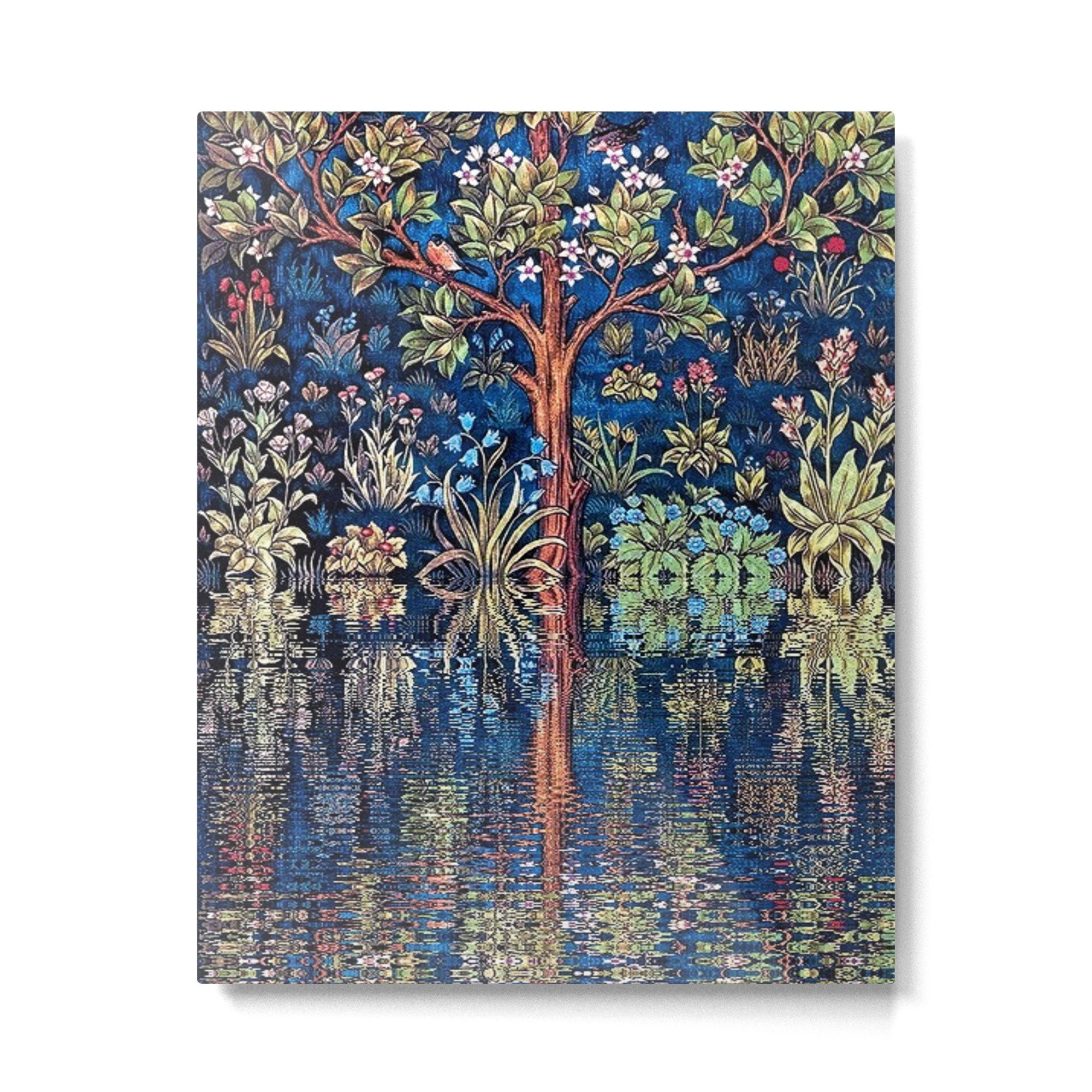 Tree of Life reflecting water of garden lily pond twilight blue nature landscape painting Metal Print Gallery Image 6