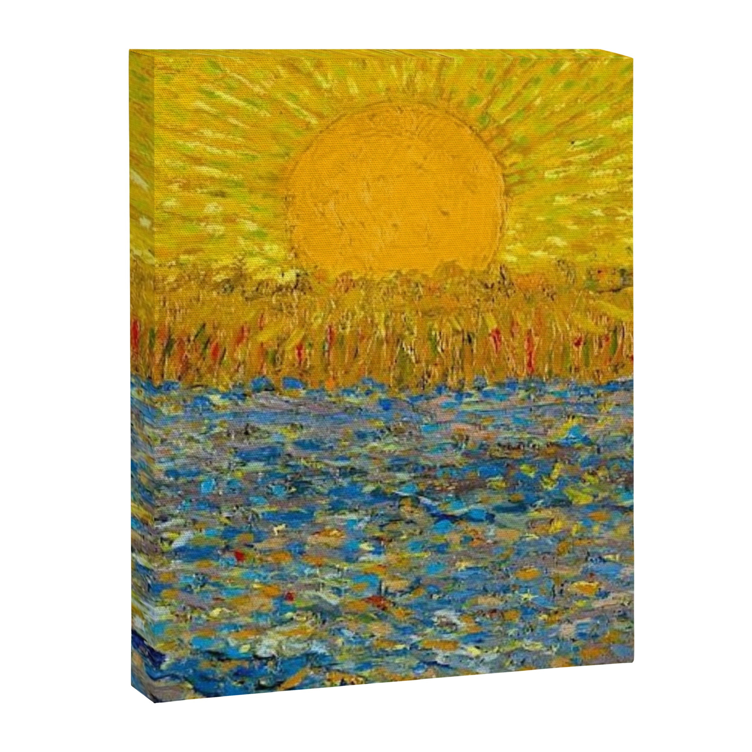 Van Gogh Sunrise over golden fields of wheat; Provence, France landscape painting Canvas Print Gallery Image 8