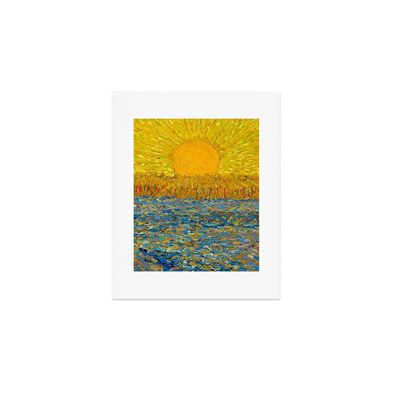 Van Gogh Sunrise over golden fields of wheat; Provence, France landscape painting Art Print Gallery Image 1