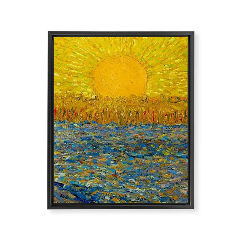 Van Gogh Sunrise over golden fields of wheat; Provence, France landscape painting Framed Canvas Print Gallery Image 8