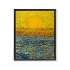 Van Gogh Sunrise over golden fields of wheat; Provence, France landscape painting Framed Canvas Print Gallery Image 8