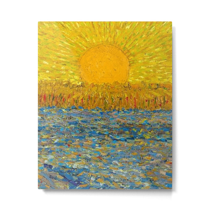 Van Gogh Sunrise over golden fields of wheat; Provence, France landscape painting Metal Print Gallery Image 1