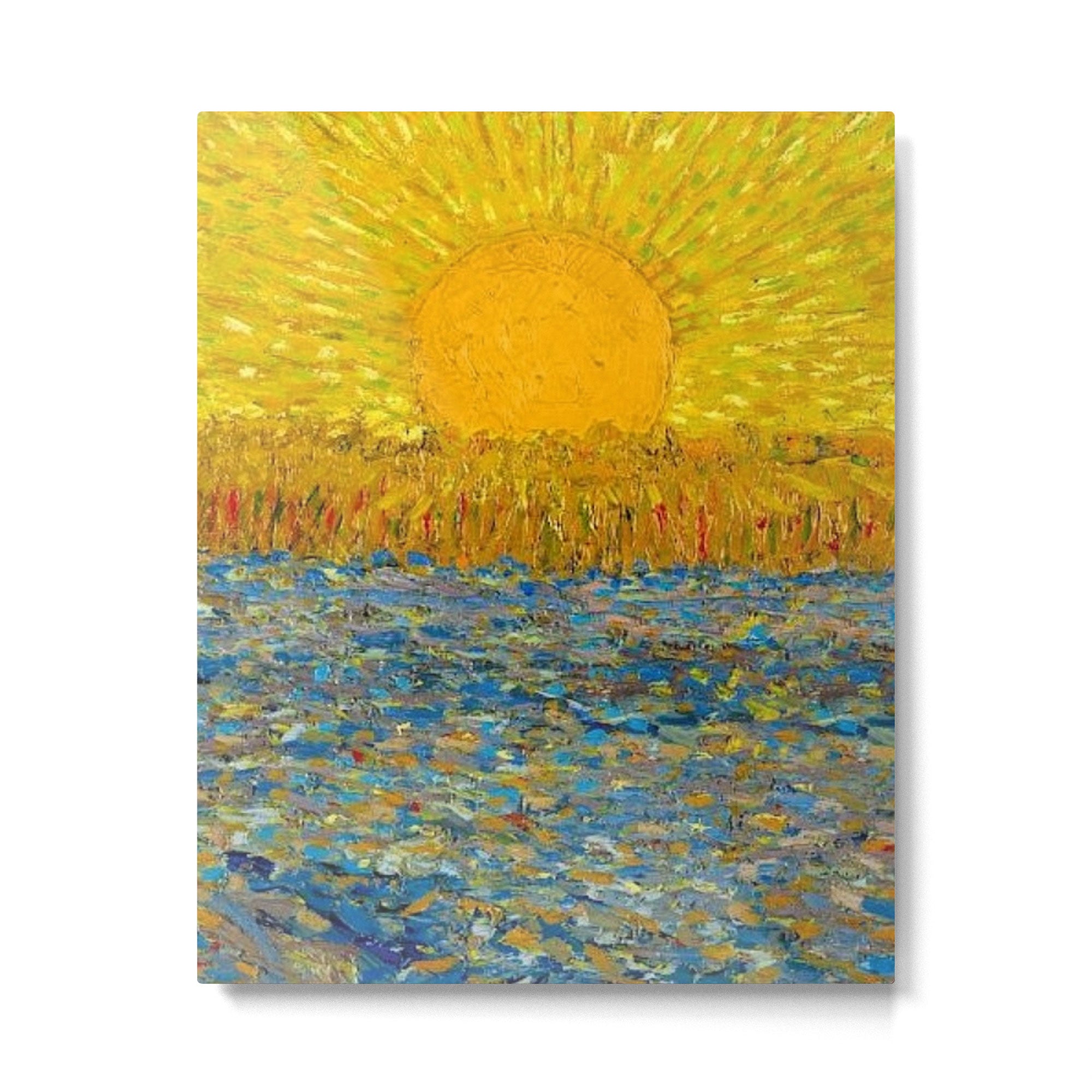 Van Gogh Sunrise over golden fields of wheat; Provence, France landscape painting Metal Print Gallery Image 6