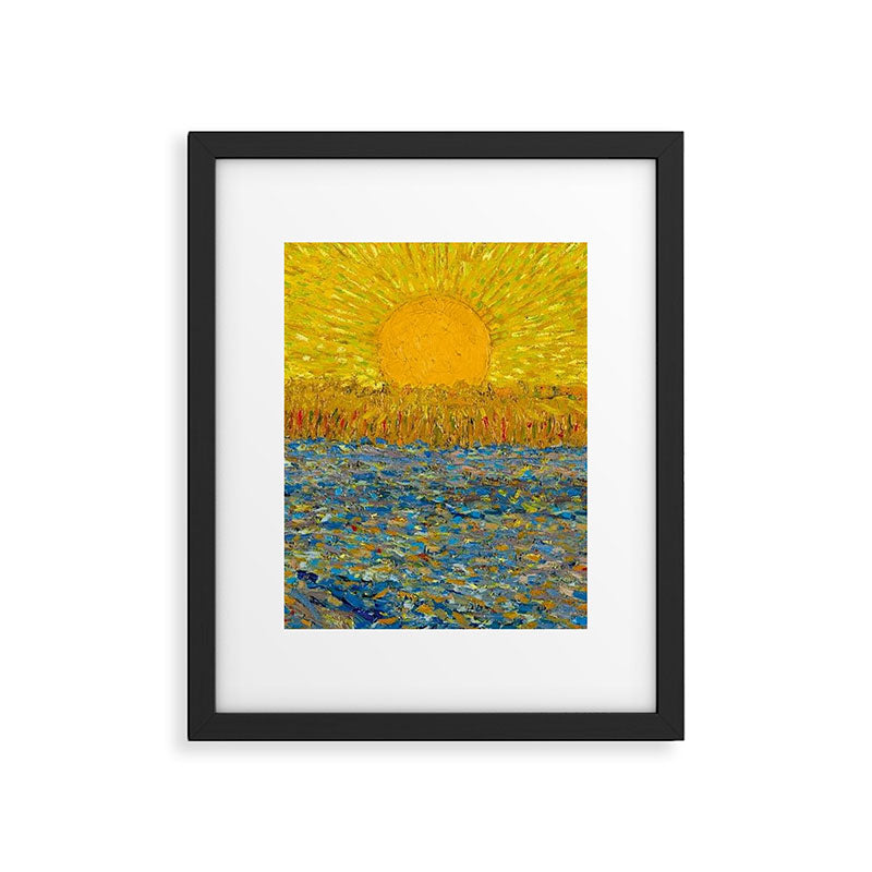 Van Gogh Sunrise over golden fields of wheat; Provence, France landscape painting Framed Art Print Gallery Image 4