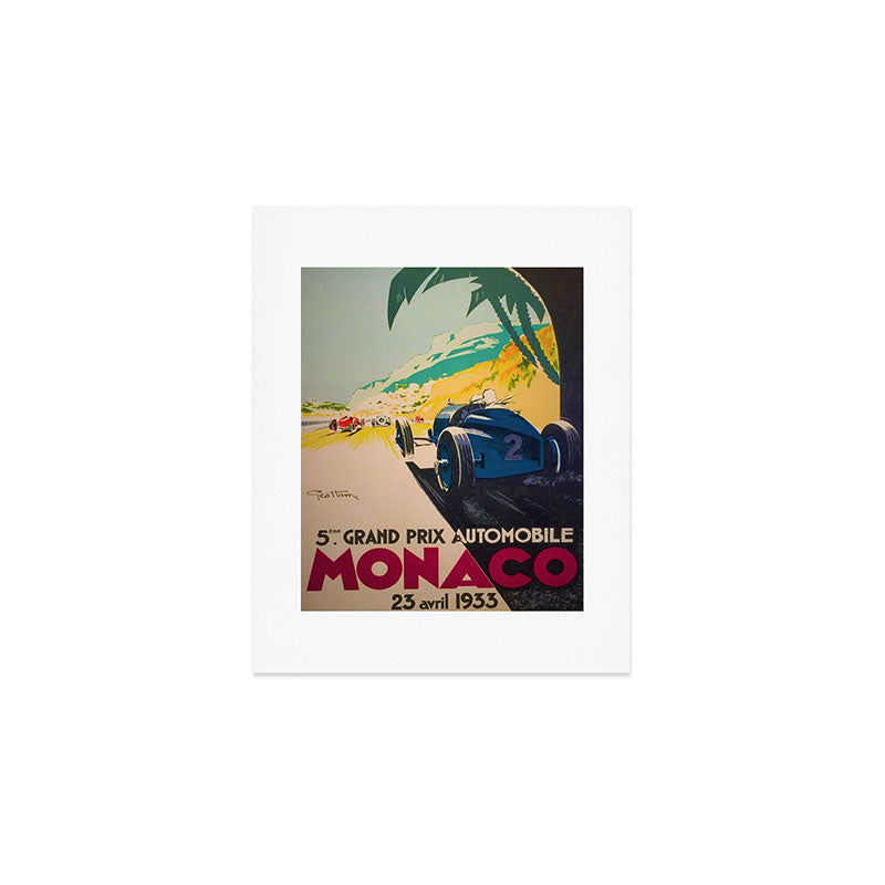 Vintage 1933 Monaco Grand Prix Car Advertisement Poster by Geo Ham Art Print Gallery Image 1