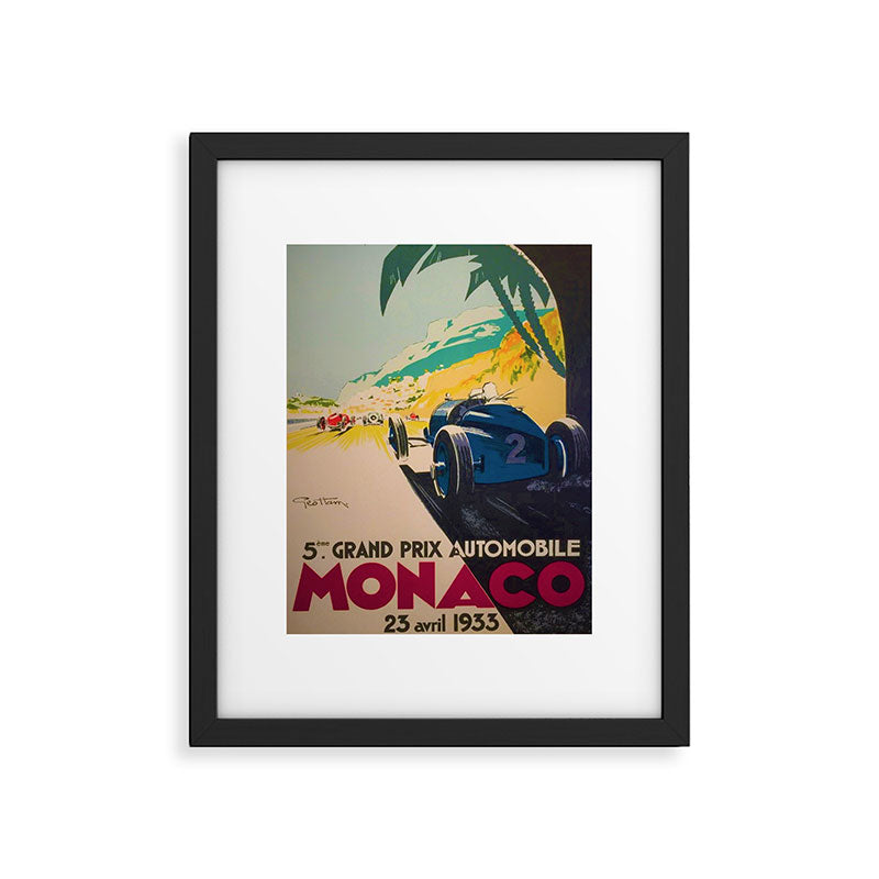 Vintage 1933 Monaco Grand Prix Car Advertisement Poster by Geo Ham Framed Art Print Gallery Image 6