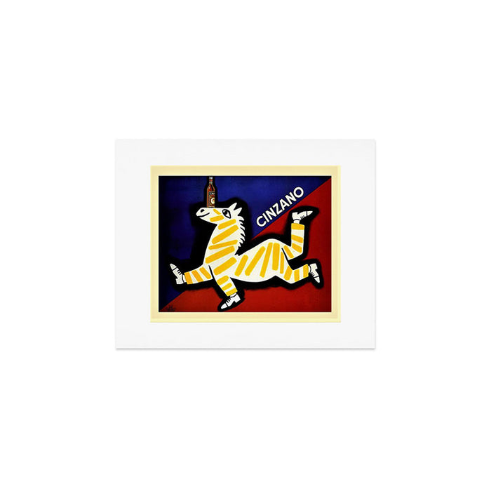 Vintage Cinzano Italian Yellow Zebra Advertisement Wall Art Art Print Gallery Image 1