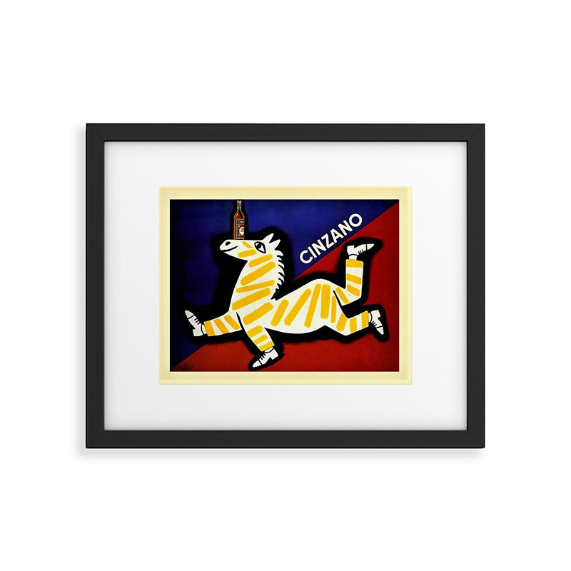 Vintage Cinzano Italian Yellow Zebra Advertisement Wall Art Framed Art Print Gallery Image 5