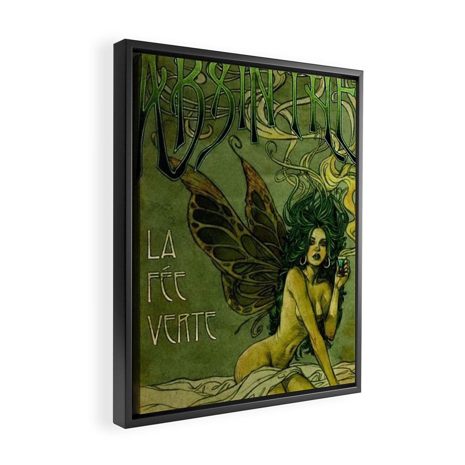 Vintage Parisian Green Fairy Absinthe Alcoholic Aperitif Advertisement Poster Framed Canvas Print Gallery Image 2