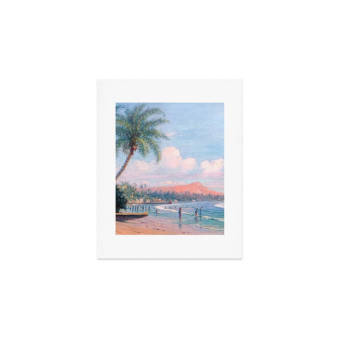 Waikiki Beach, Diamond Head, Oahu landscape painting by D. Howard Hitchcock Art Print Gallery Image 1