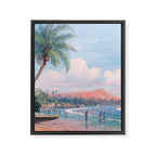 Waikiki Beach, Diamond Head, Oahu landscape painting by D. Howard Hitchcock Framed Canvas Print Gallery Image 6