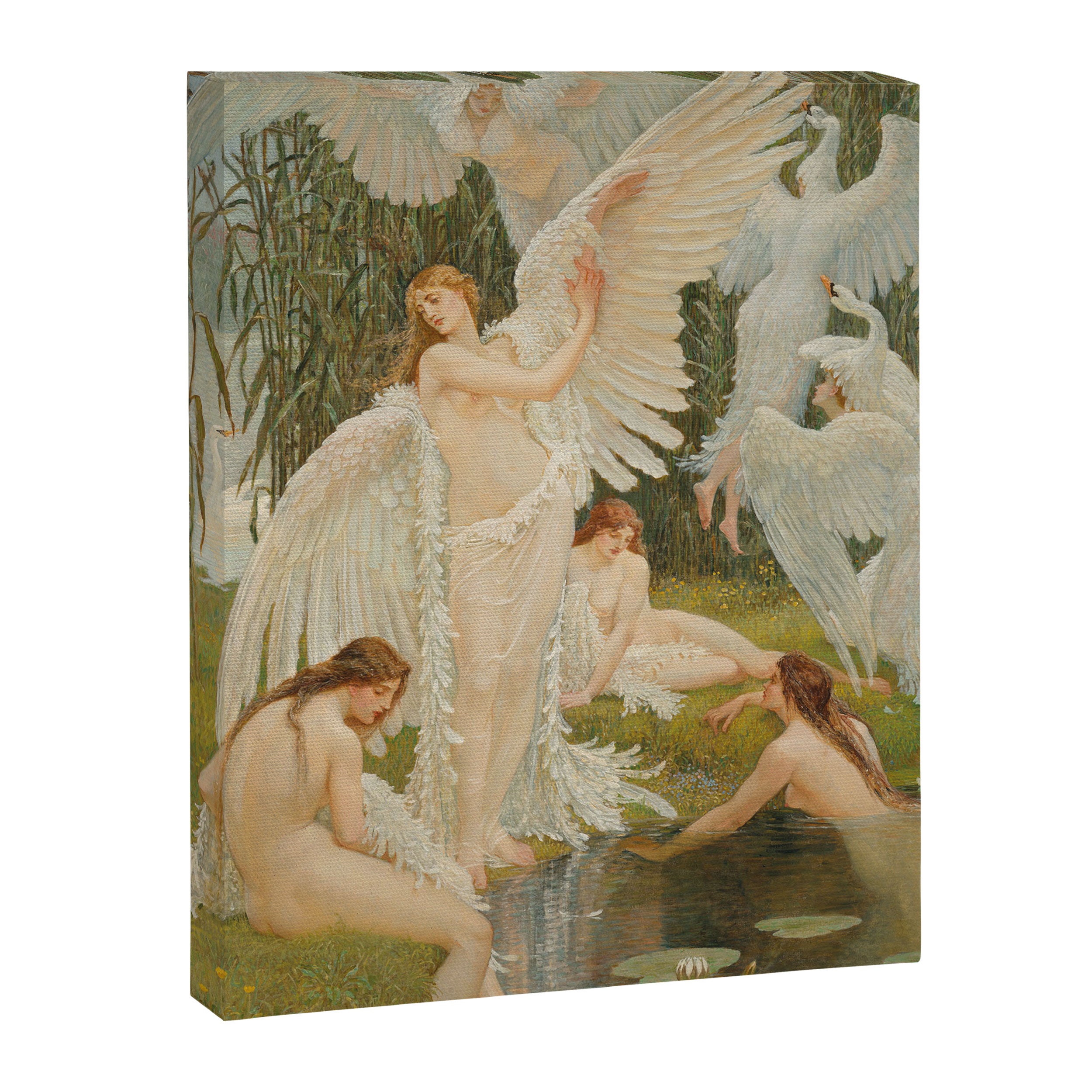 White Swans and the Maidens angelic garden landscape painting by Walter Crane  Canvas Print Gallery Image 8