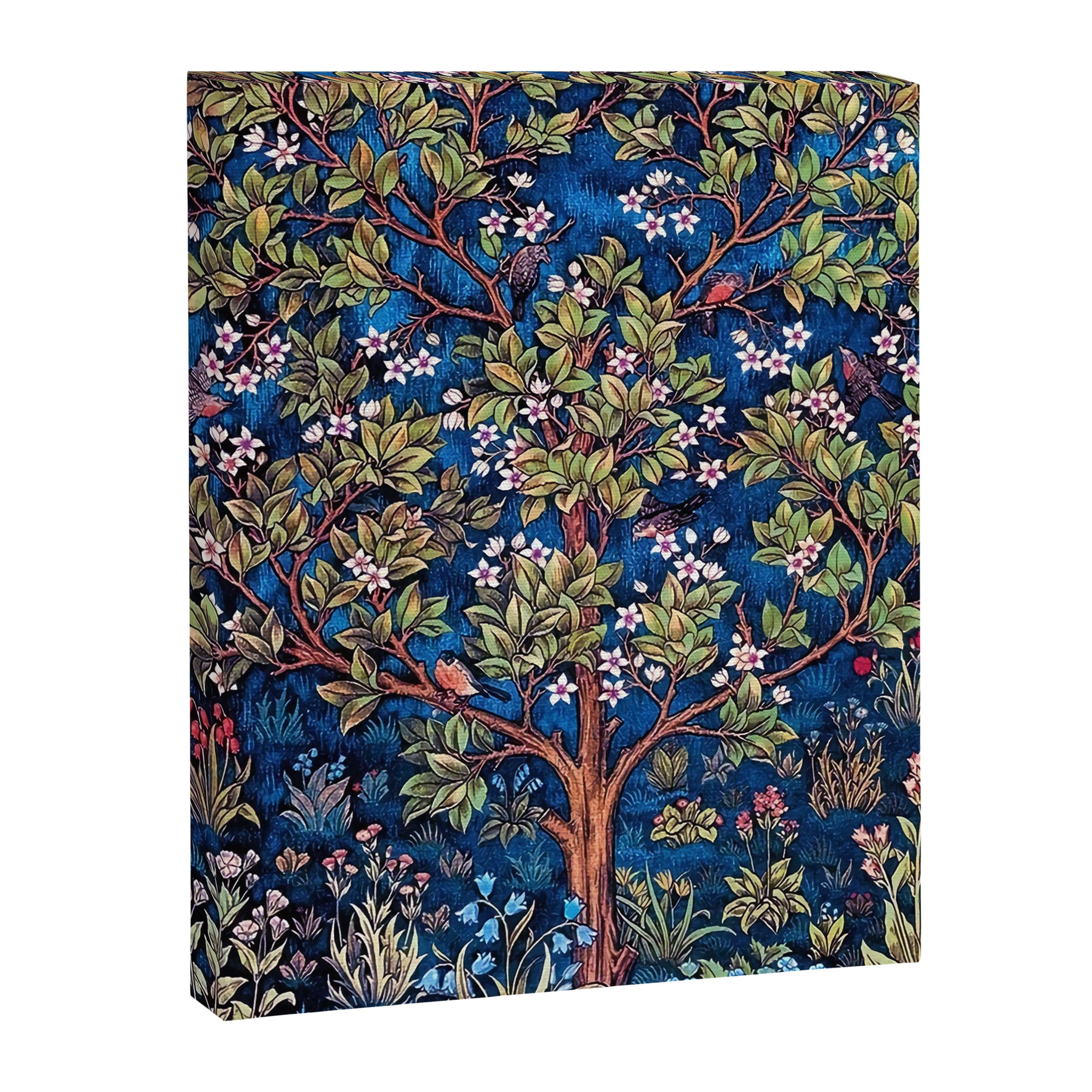 William Morris Tree of Life Blue Twilight floral textile 19th century pattern print for drapes, curtains, pillows, duvets, comforters, and home and wall decor Canvas Print Gallery Image 8