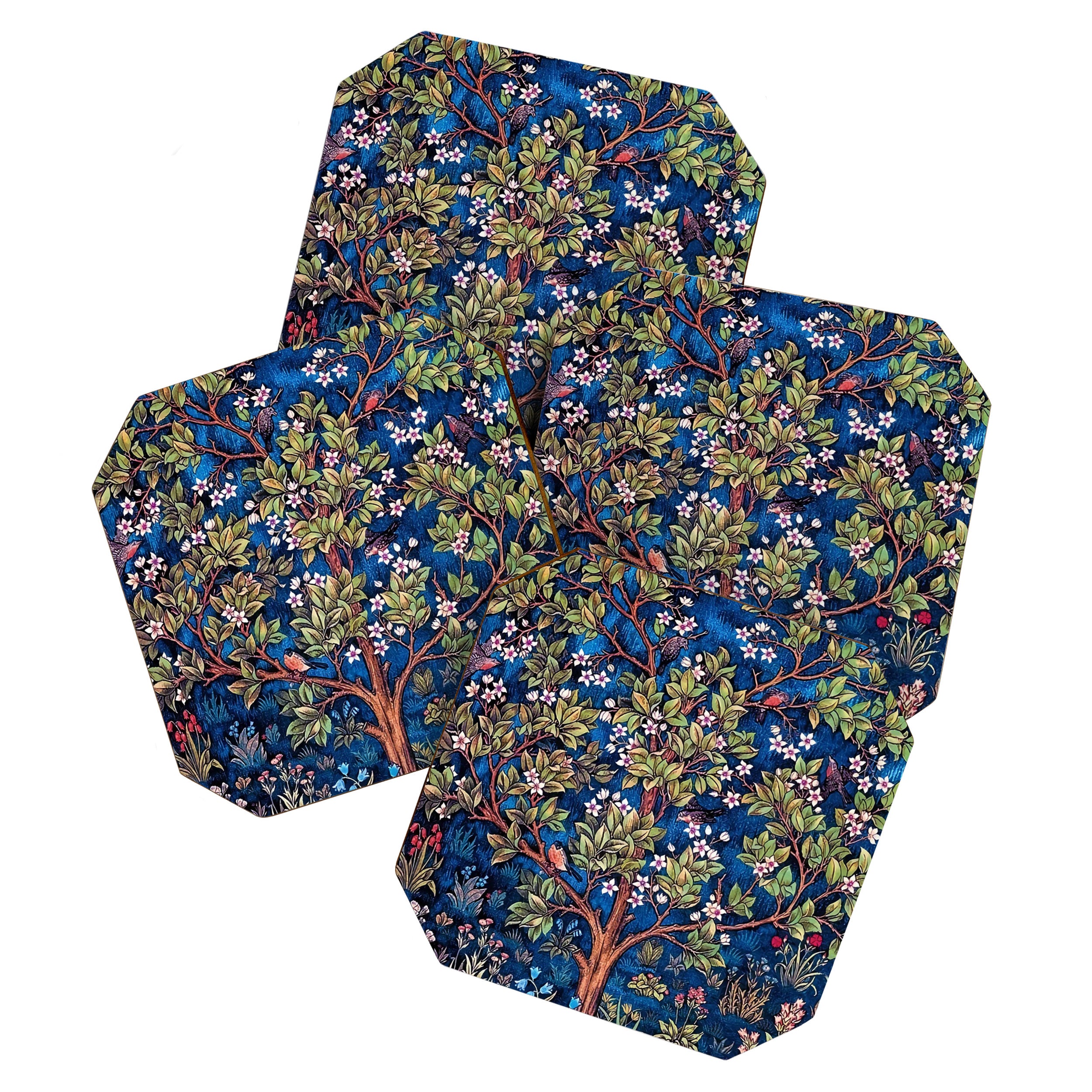 William Morris Tree of Life Blue Twilight floral textile 19th century pattern print for drapes, curtains, pillows, duvets, comforters, and home and wall decor Coaster Gallery Image 1