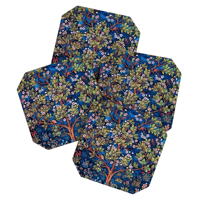 William Morris Tree of Life Blue Twilight floral textile 19th century pattern print for drapes, curtains, pillows, duvets, comforters, and home and wall decor Coaster Gallery Image 1