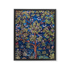 William Morris Tree of Life Blue Twilight floral textile 19th century pattern print for drapes, curtains, pillows, duvets, comforters, and home and wall decor Framed Canvas Print Gallery Image 8