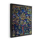 William Morris Tree of Life Blue Twilight floral textile 19th century pattern print for drapes, curtains, pillows, duvets, comforters, and home and wall decor Framed Canvas Print Gallery Image 2