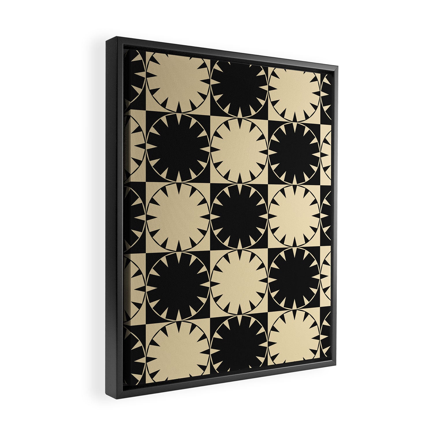 Black and Beige Retro Framed Canvas Print Gallery Image 2