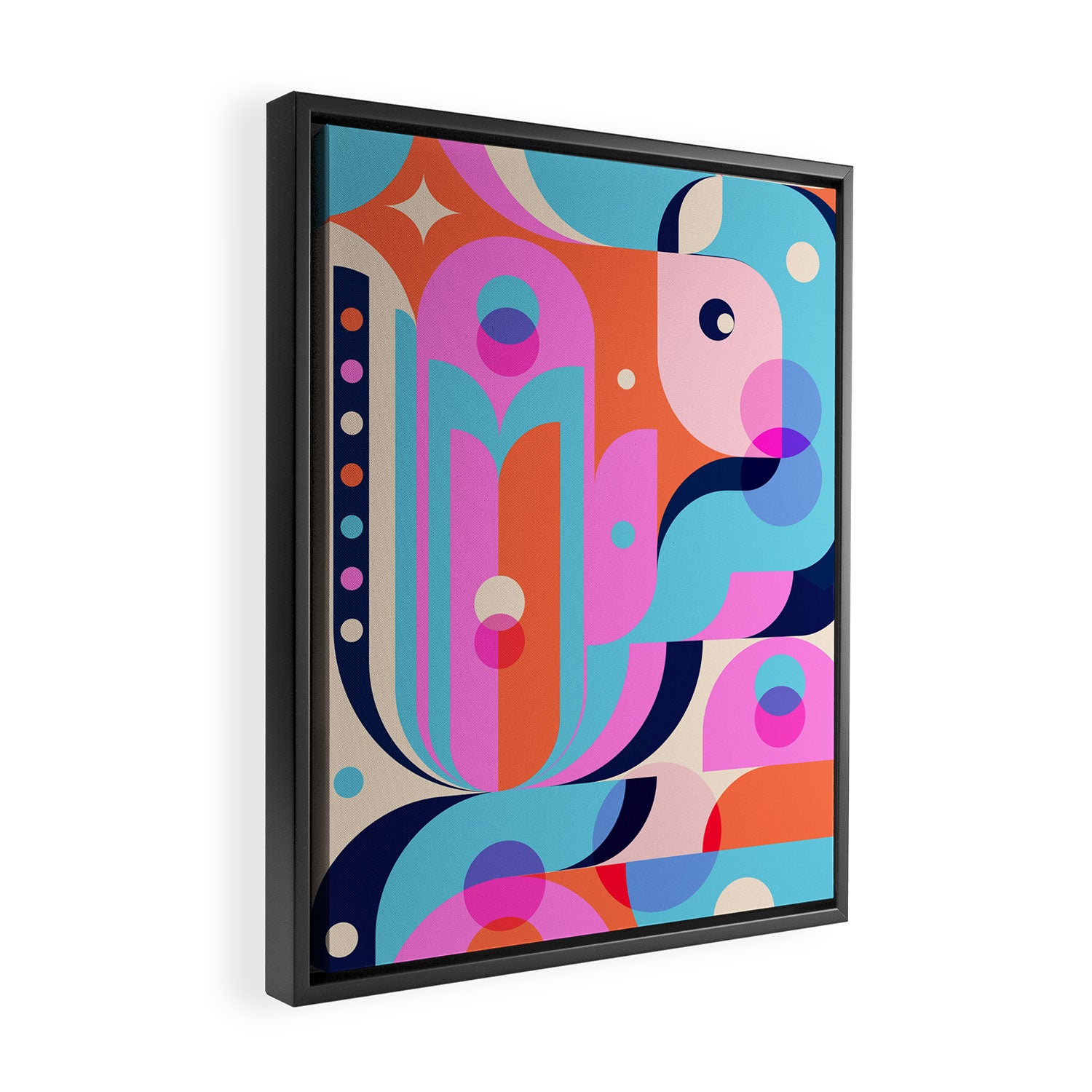 Blue Pink Girl Framed Canvas Print Gallery Image 2