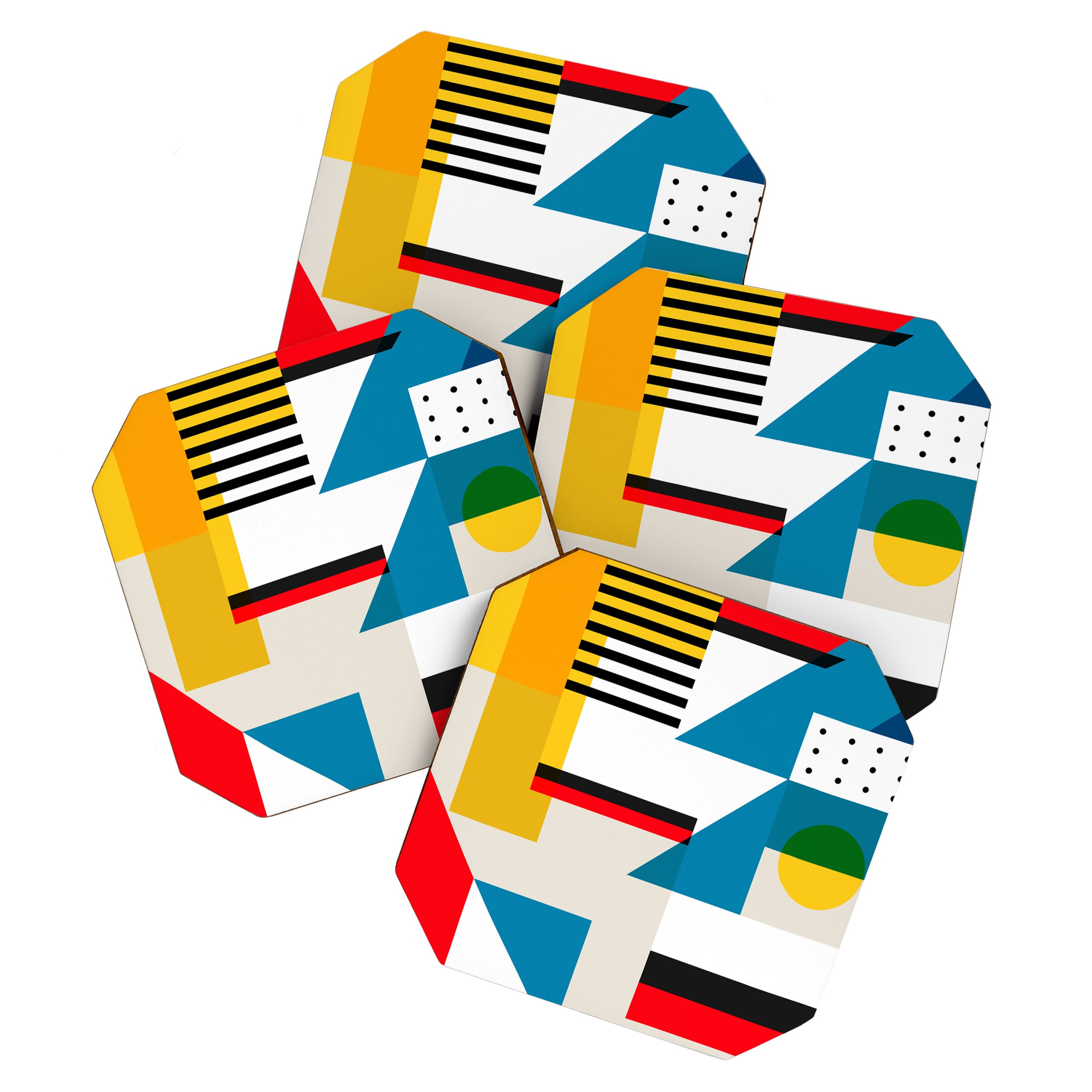 Cityscape in Geometric Shapes Coaster Gallery Image 1