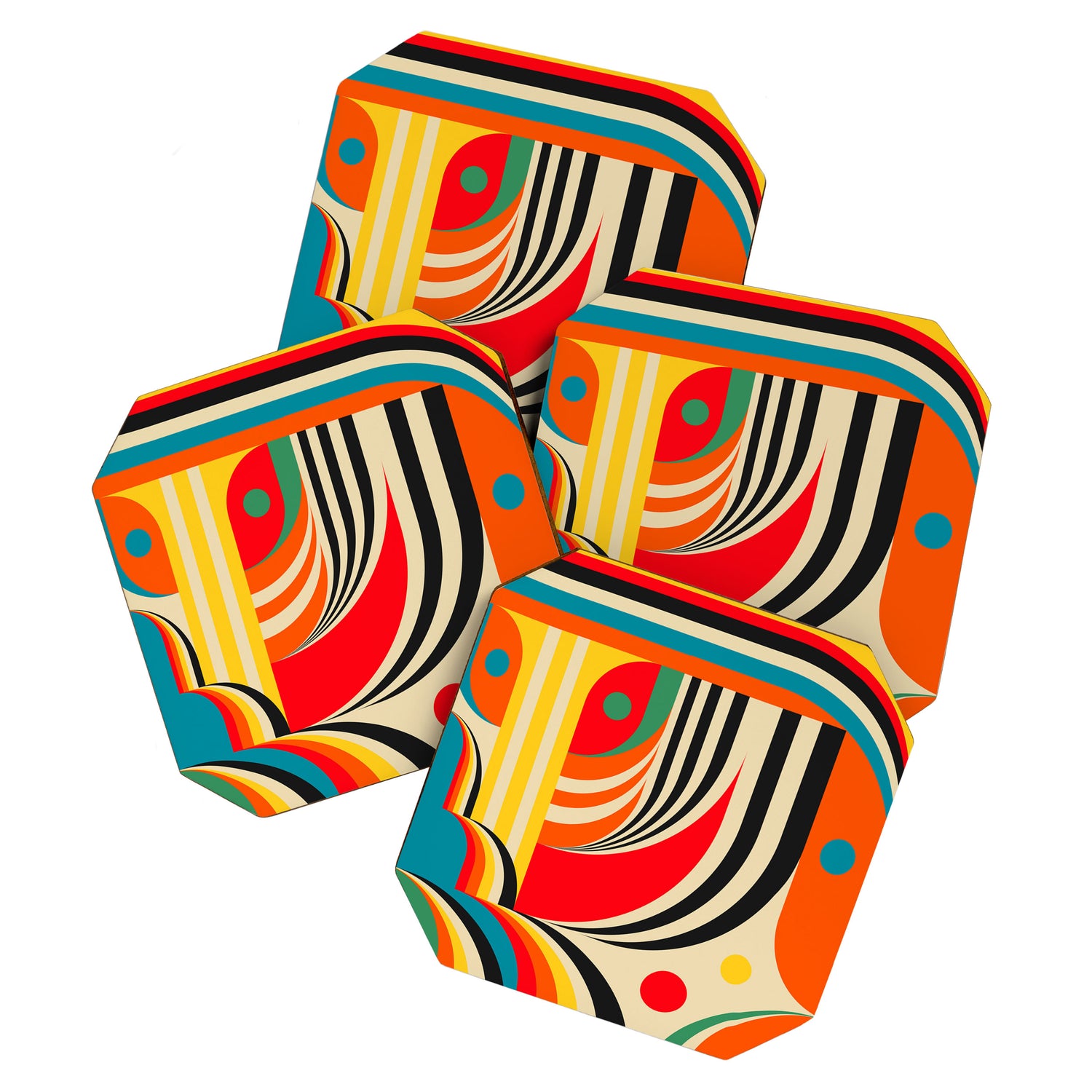 Colorful Cubism Modern Abstract Art Coaster Gallery Image 1
