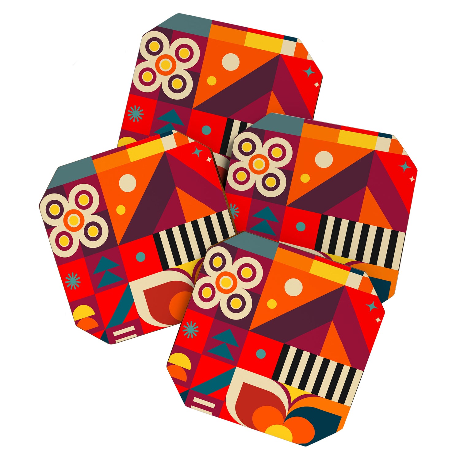 Colorful Happy Geometrics Coaster Gallery Image 1
