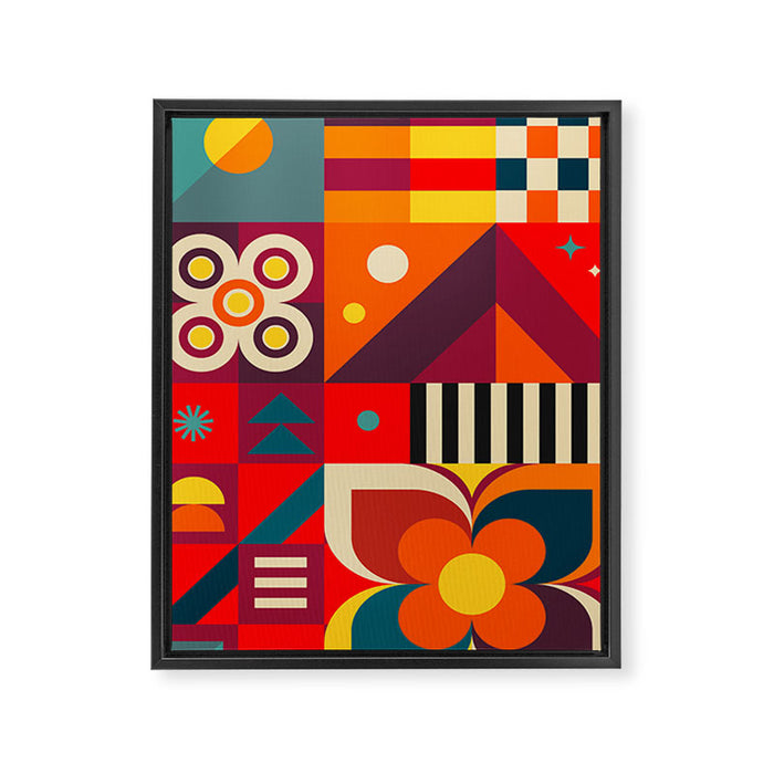 Colorful Happy Geometrics Framed Canvas Print Gallery Image 1