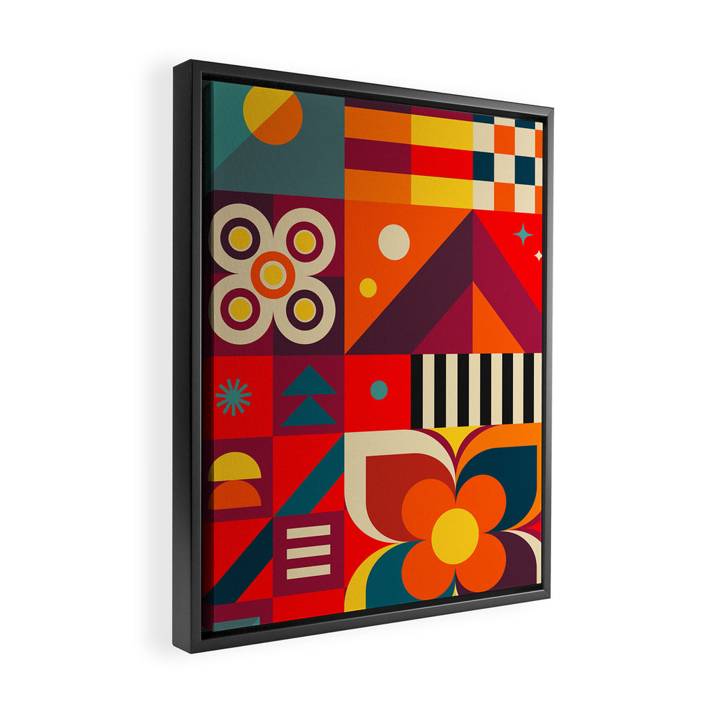 Colorful Happy Geometrics Framed Canvas Print Gallery Image 2