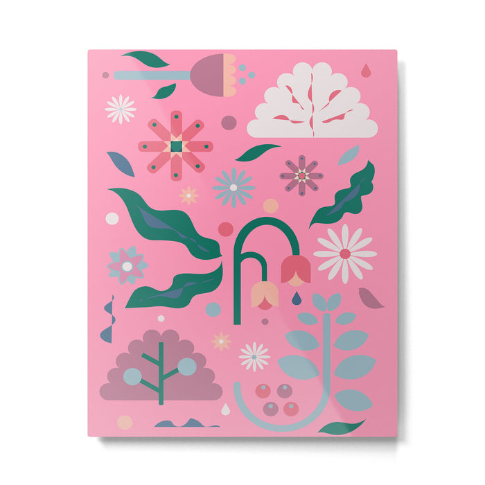Flowers in Pink Metal Print Gallery Image 1