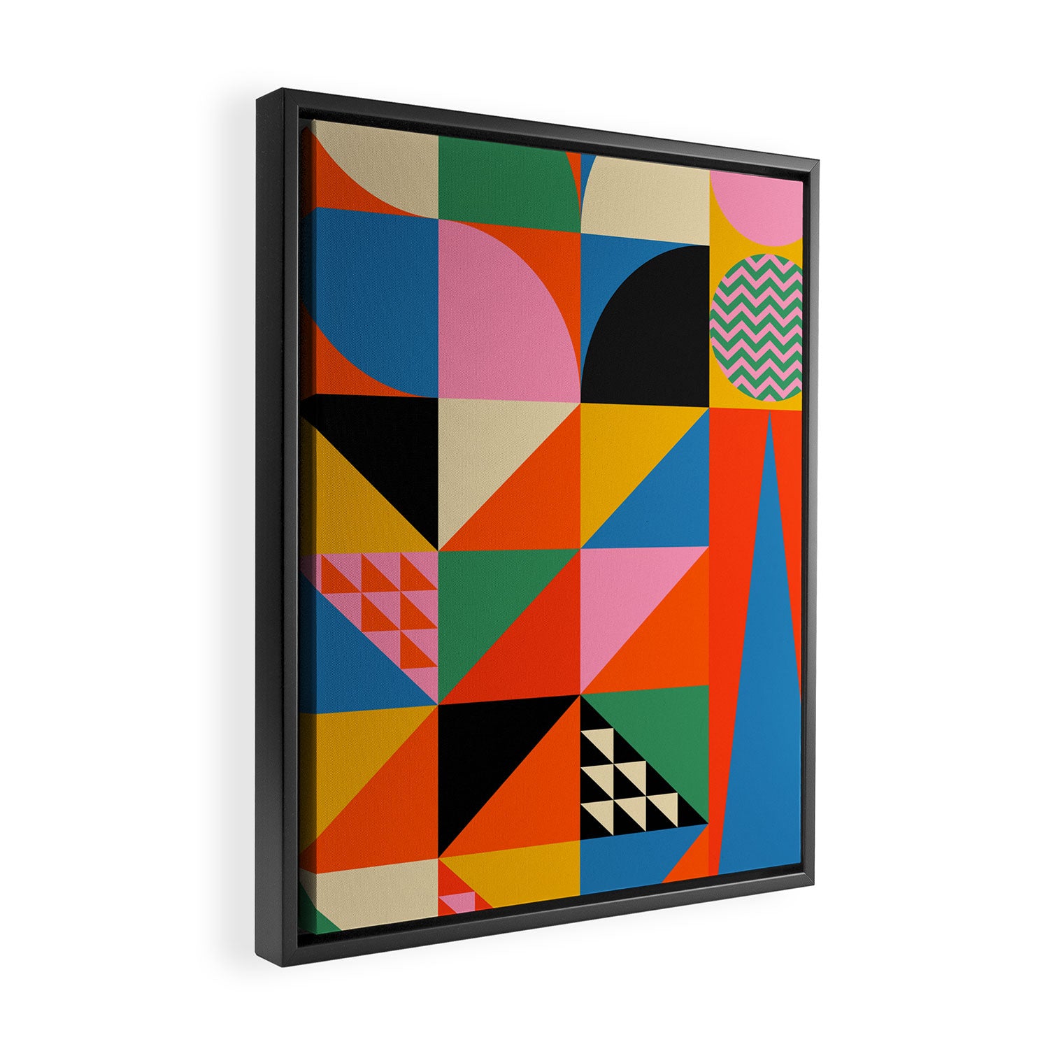 Geometric abstraction in colorful shapes   Framed Canvas Print Gallery Image 2
