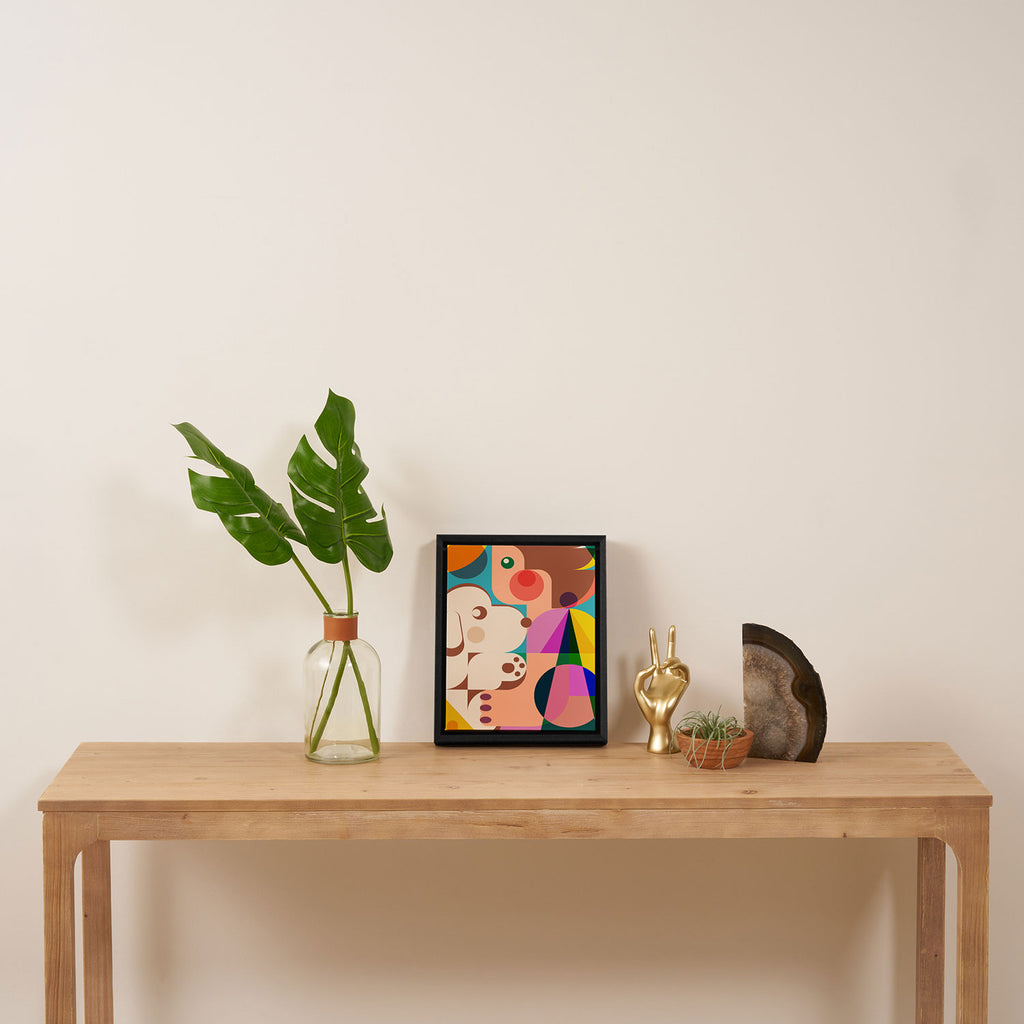 Girl with Cute Puppy Framed Canvas Print Gallery Image 4