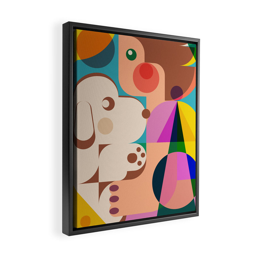 Girl with Cute Puppy Framed Canvas Print Gallery Image 2