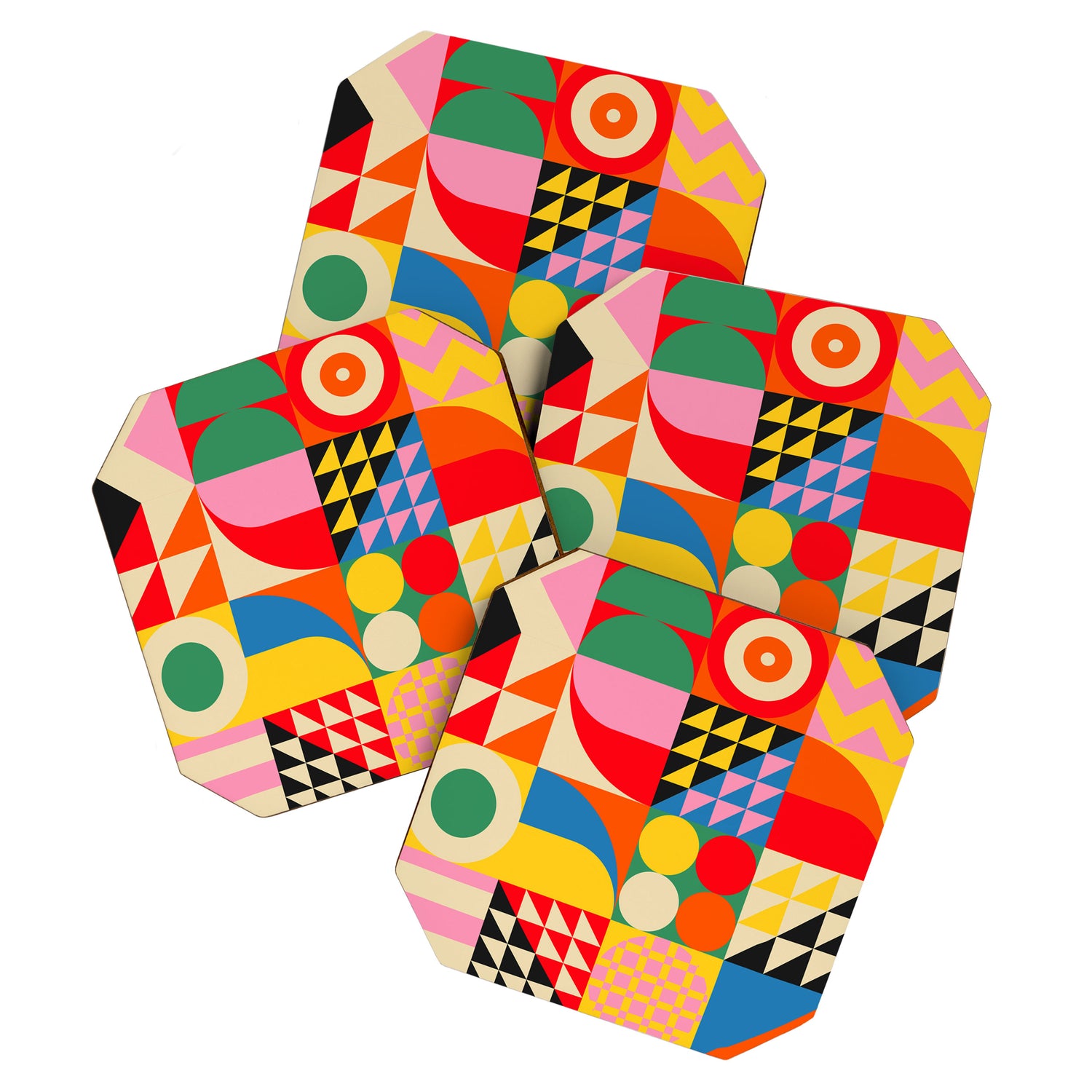 Happy Colorful Geometric Tropical Jungle Coaster Gallery Image 1