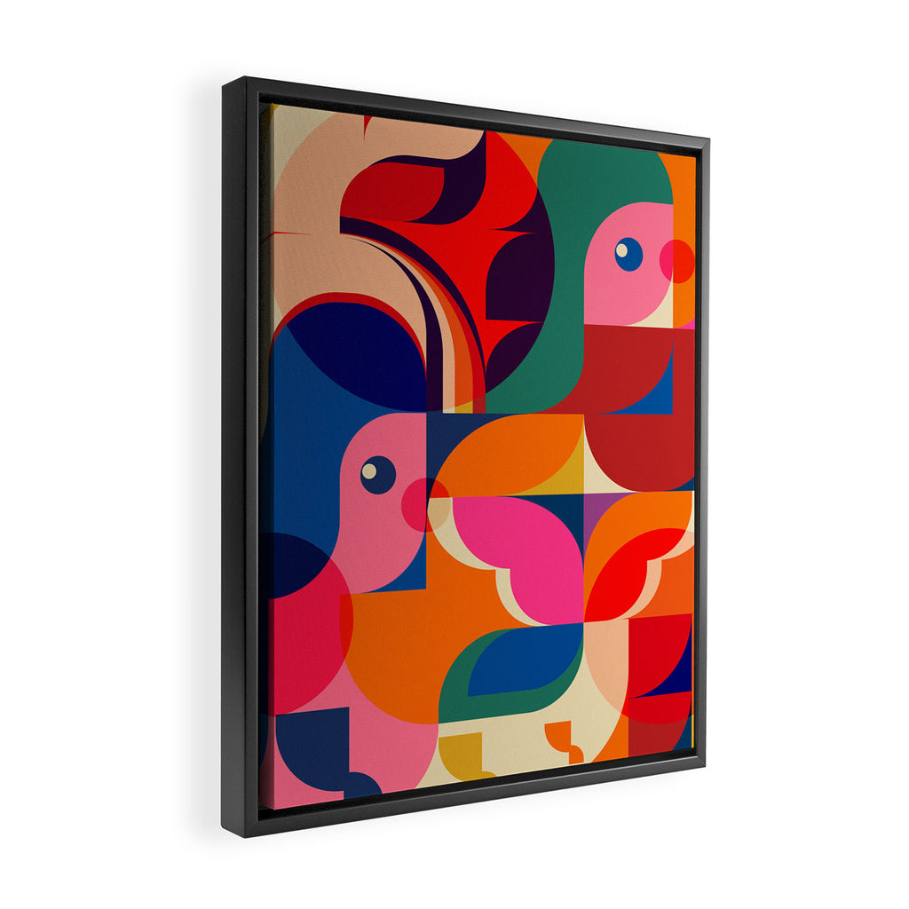 Happy Colorful Girls  Framed Canvas Print Gallery Image 2