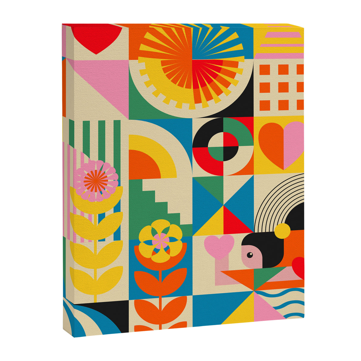 Happy Dancing Girl in Geometric Landscapes Canvas Print Gallery Image 8