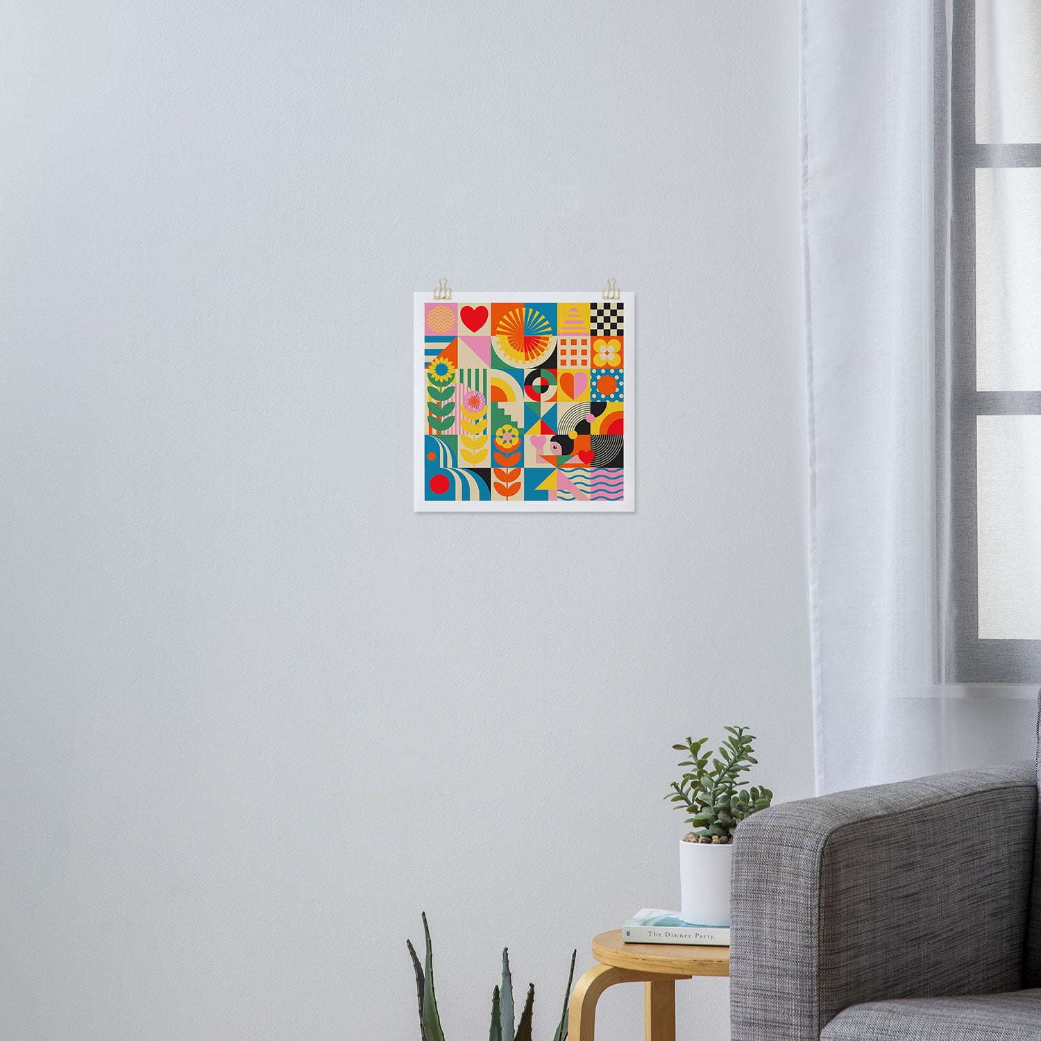 Happy Dancing Girl in Geometric Landscapes Art Print Gallery Image 3