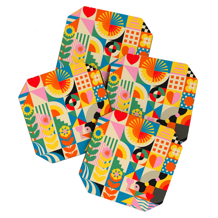 Happy Dancing Girl in Geometric Landscapes Coaster Gallery Image 1