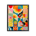 Happy Dancing Girl in Geometric Landscapes Framed Canvas Print Gallery Image 8